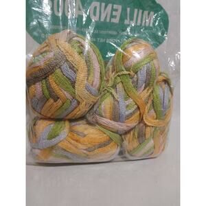 NIB One Bag Four Balls Green Yellow Multicolor Ribbon Scarf Yarn Lace